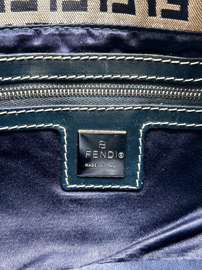 Fendi Navy Zucchino Baguette Shoulder Bag