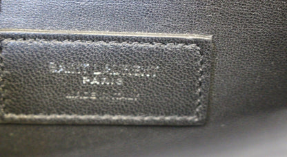 YVES SAINT LAURENT Crocodile Black Leather Silver Chain Clutch Crossbody Bag
