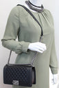CHANEL Boy Medium Lambskin Leather Shoulder Bag Black