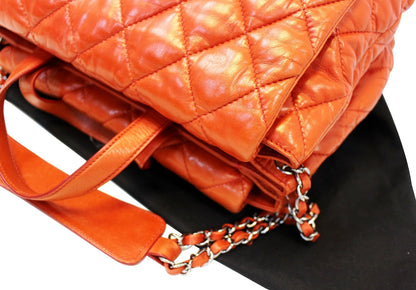 CHANEL 3 Bag Versus Orange Lambskin Leather Classic Flap Shoulder Bag
