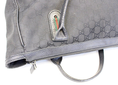 GUCCI Black GG Nylon Tote Shoulder Bag with Matching Wallet