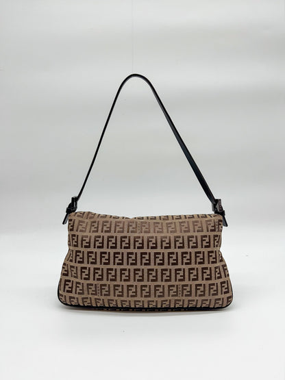 Fendi Zucchino Canvas Baguette Shoulder Bag
