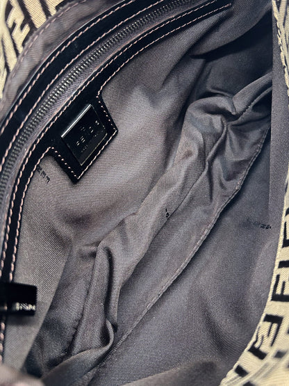 Fendi Zucchino Canvas Baguette Shoulder Bag