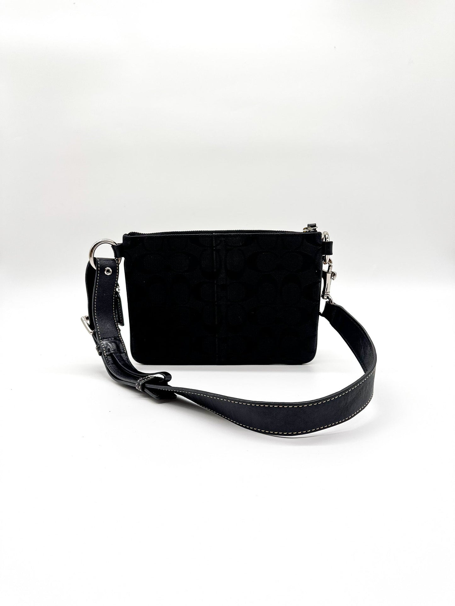 Coach Black Signature Jacquard Double Pocket Waist Bag