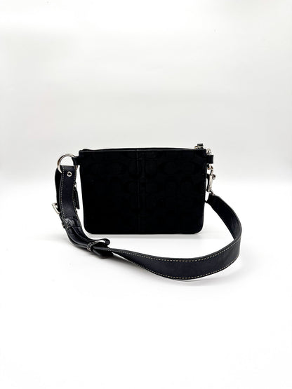 Coach Black Signature Jacquard Double Pocket Waist Bag