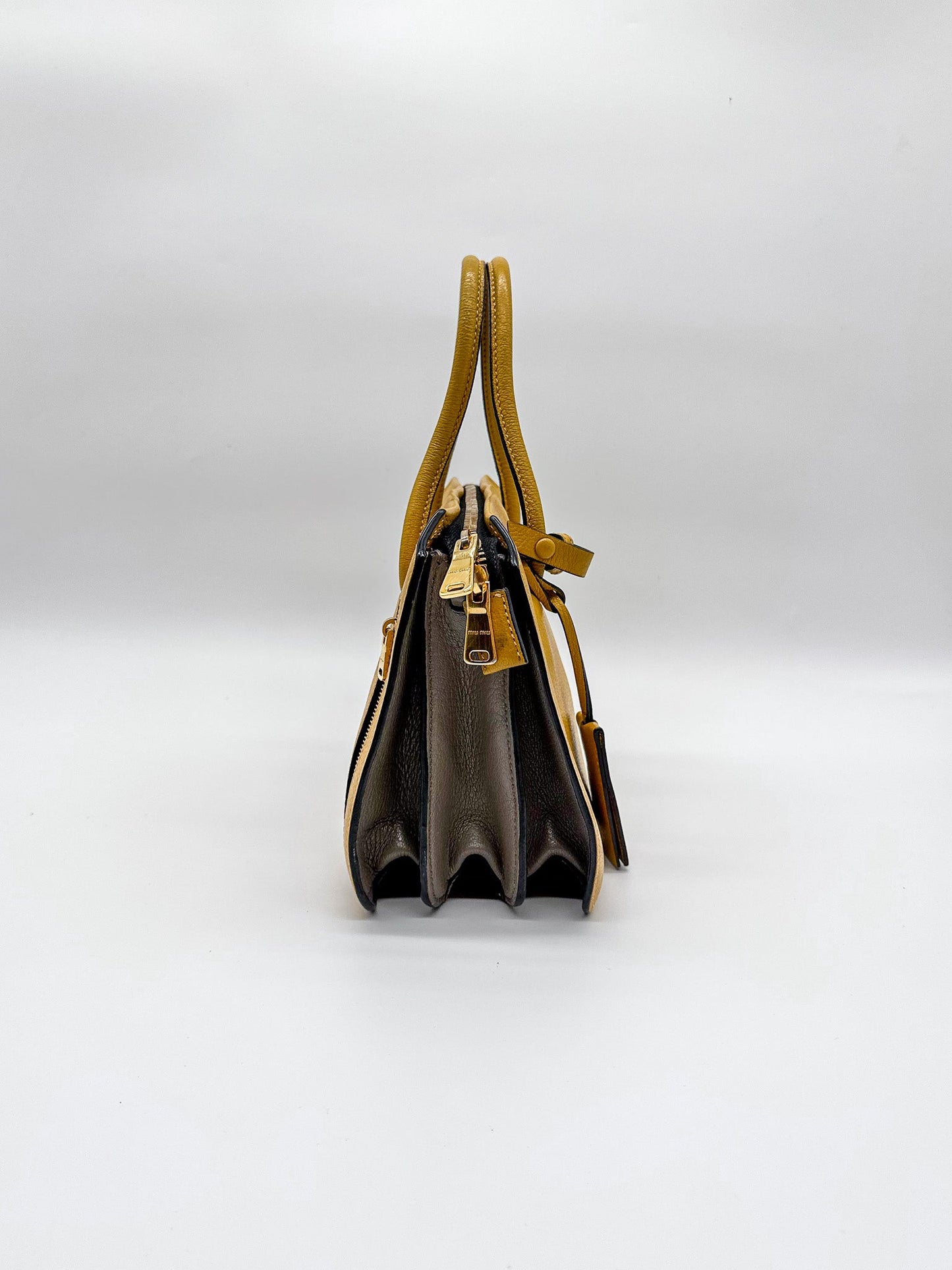 Miu Miu Mustard Yellow Shopper Tote Bag