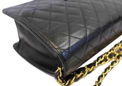 CHANEL Quilted Lambskin Leather Single Flap Black Shoulder Bag - Final Call