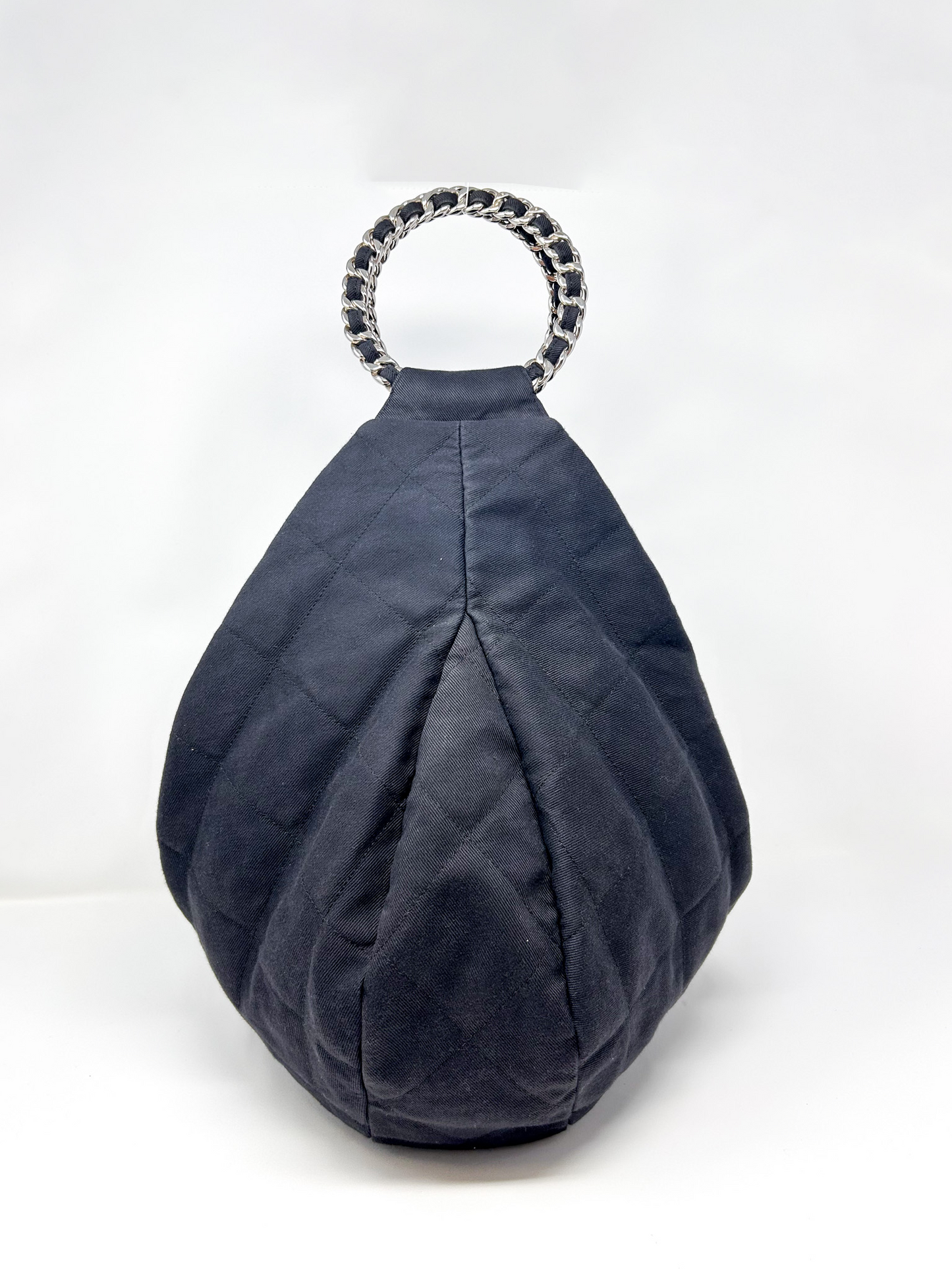 Chain Quilted Canvas Chain Ring Hobo Bag