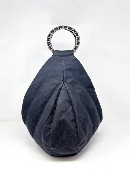 Chain Quilted Canvas Chain Ring Hobo Bag