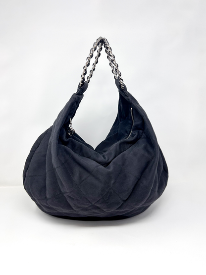 Chain Quilted Canvas Chain Ring Hobo Bag