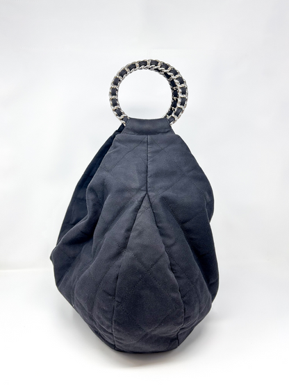 Chain Quilted Canvas Chain Ring Hobo Bag