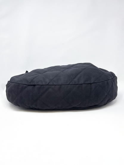 Chain Quilted Canvas Chain Ring Hobo Bag