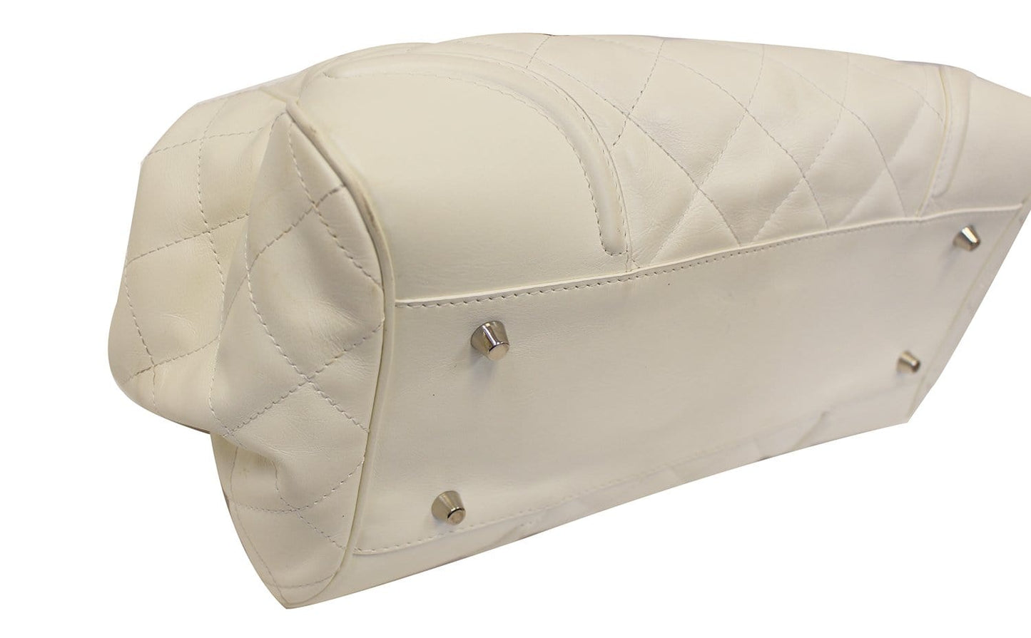 BURBERRY White Quilted Leather Montgomery Satchel Shoulder Bag