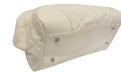 BURBERRY White Quilted Leather Montgomery Satchel Shoulder Bag