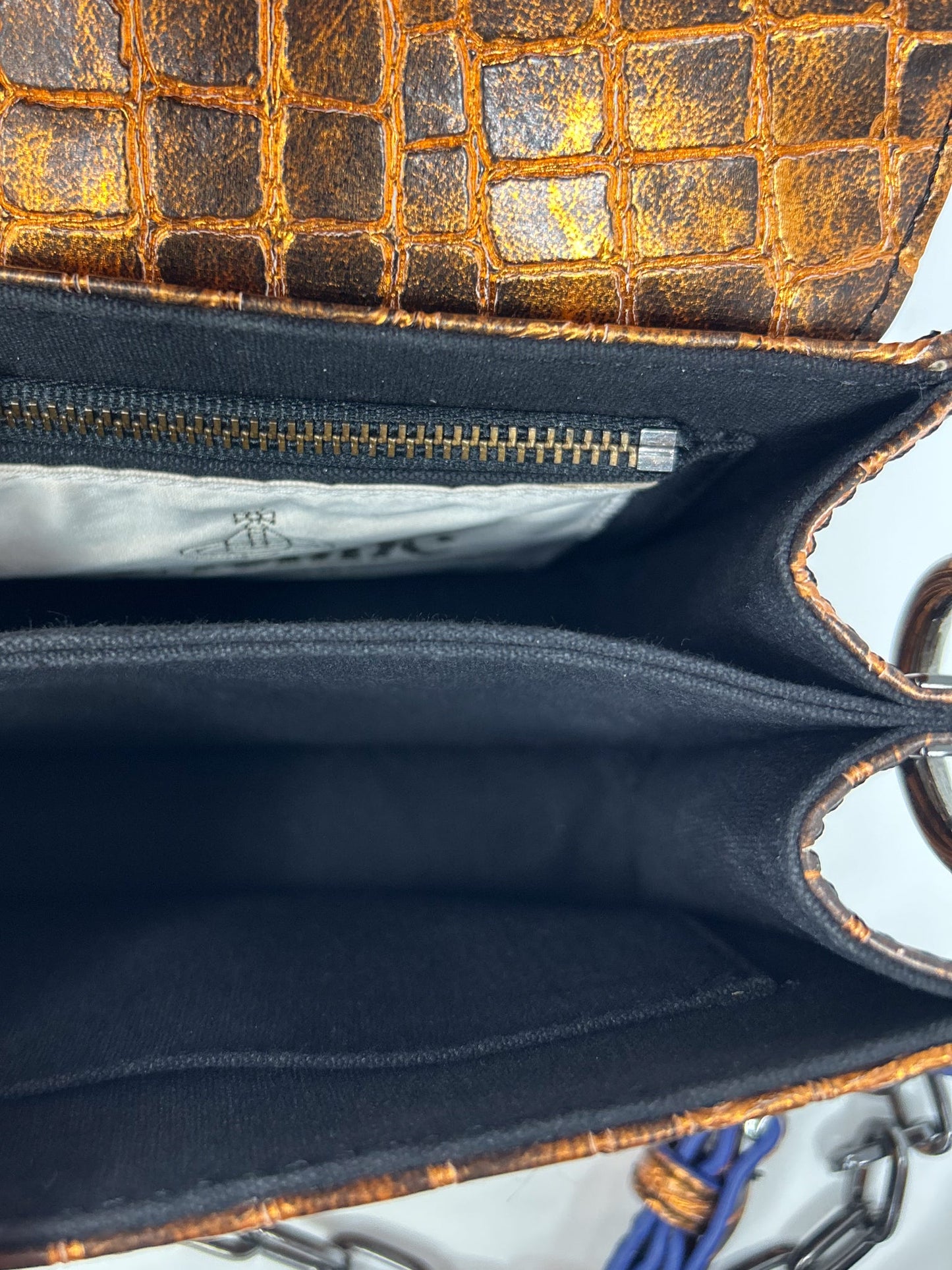 Vivienne Westwood Croc Embossed Chain Mini Crossbody Bag