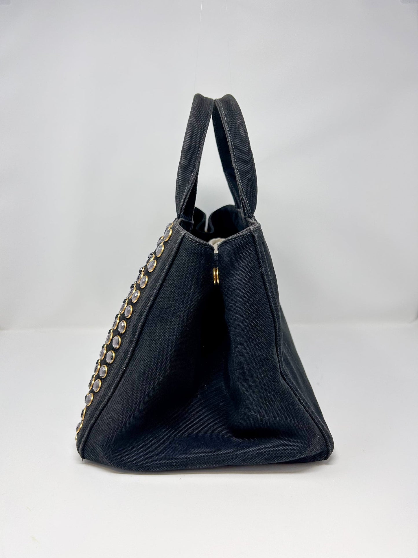Prada Canapa Bijoux Canvas Studded Tote Bag