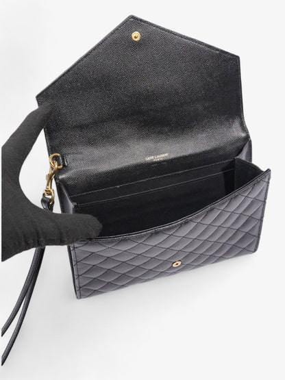 Saint Laurent Monogram Envelope Clutch Black Grained Leather