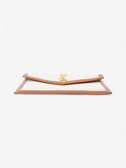 Saint Laurent Uptown Clutch Natural Beige / Brown Canvas