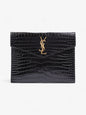 Saint Laurent Uptown Clutch Black Embossed Leather Small