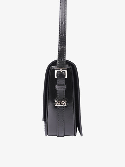 Burberry Horseferry Print Shoulder Bag Black / White Patent Leather