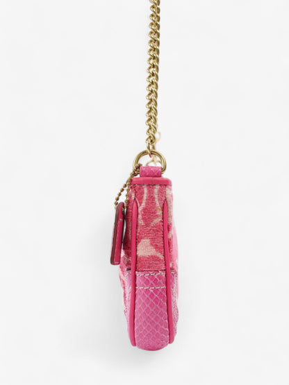 Coach Chenille Python Shoulder Bag Pink Canvas