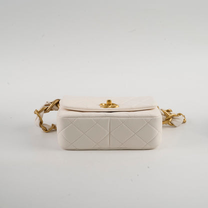 Chanel Seasonal Shoulder Bag White Microchip