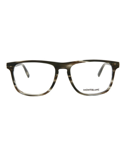 Montblanc Mens Square/Rectangle Grey Grey Transparent Fashion Designer Eyewear