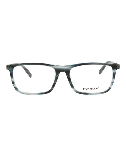 Montblanc Mens Square/Rectangle Blue Ruthenium Transparent Fashion Designer Eyewear