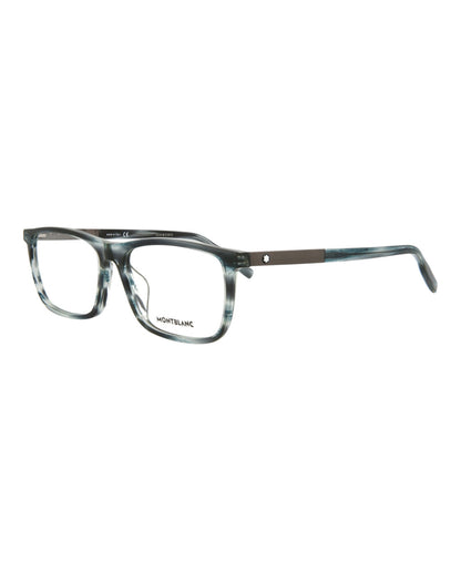 Montblanc Mens Square/Rectangle Blue Ruthenium Transparent Fashion Designer Eyewear