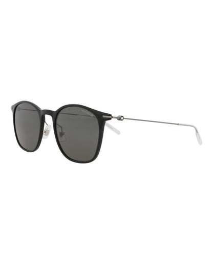Montblanc Mens Round/Oval Black Ruthenium Grey Fashion Designer Eyewear