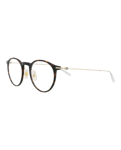Montblanc Mens Round/Oval Havana Gold Transparent Fashion Designer Eyewear