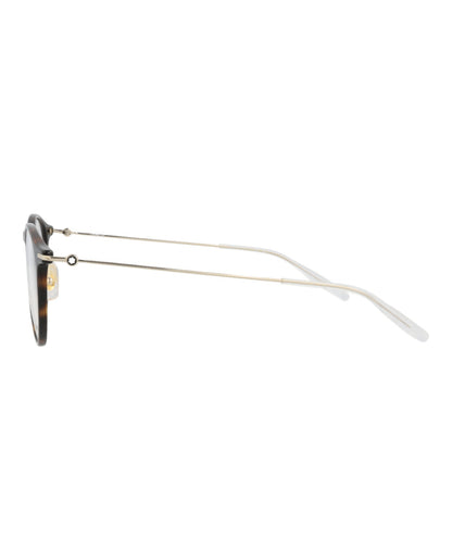 Montblanc Mens Round/Oval Havana Gold Transparent Fashion Designer Eyewear