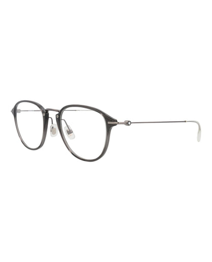 Montblanc Mens Round/Oval Grey Ruthenium Transparent Fashion Designer Eyewear