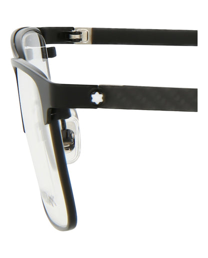 Montblanc Mens Square/Rectangle Black Black Transparent Fashion Designer Eyewear
