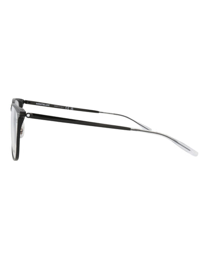 Montblanc Mens Square/Rectangle Black Black Transparent Fashion Designer Eyewear