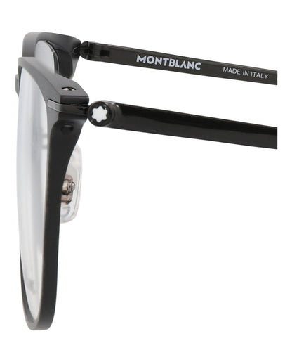 Montblanc Mens Square/Rectangle Black Black Transparent Fashion Designer Eyewear
