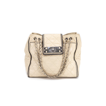 Chanel Quilted Calfskin Shoulder Bag Cream