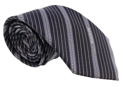 Missoni Multi Stripe Blue/Grey Woven 100% Silk Tie