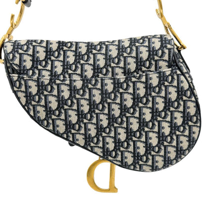 Dior Saddle Bag Oblique Canvas Leather 2way Shoulder Bag