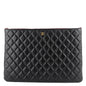 Chanel O Case Large Caviar Leather Clutch Bag