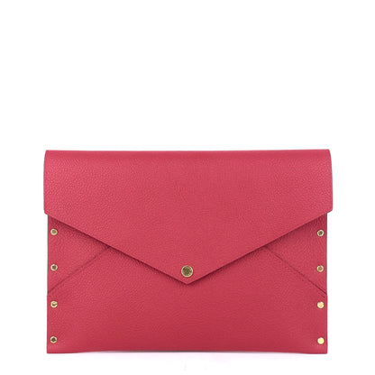 Louis Vuitto Enveloppe MM Rivets Grained Leather Clutch Bag