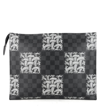 Louis Vuitto Pochette Voyage Rope Damier Graphite Canvas Clutch Bag