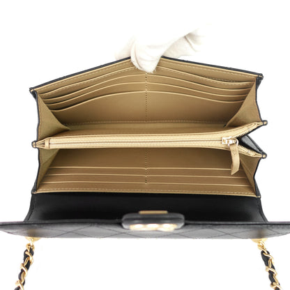 Chanel Chic Pearls Flap Goatskin Leather Clutch with Chain Bag