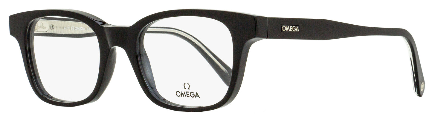 Omega Rectangular Eyeglasses OM5004H 001 Black/Crystal 52mm 5004 Black Crystal
