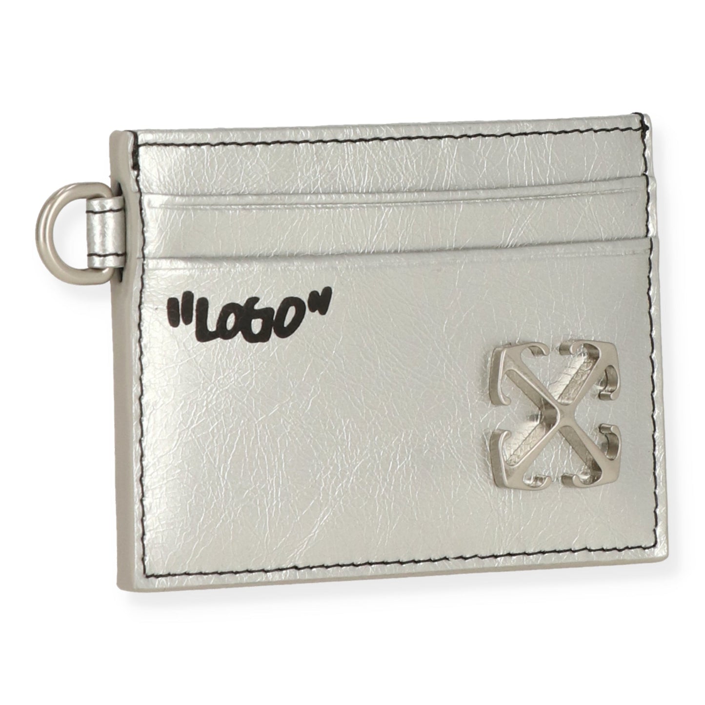 Off White Womens Silver Card Holder