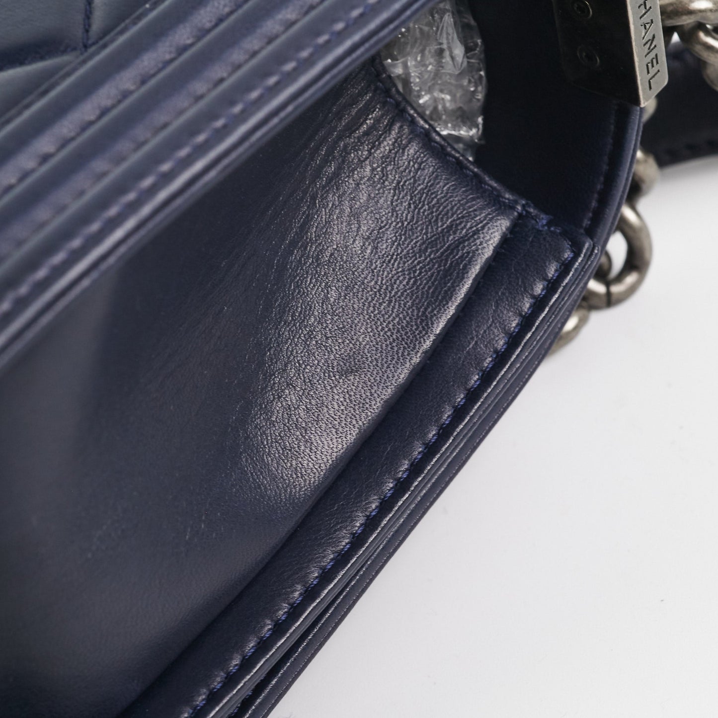 Chanel Navy Old Medium Boy Shoulder Bag