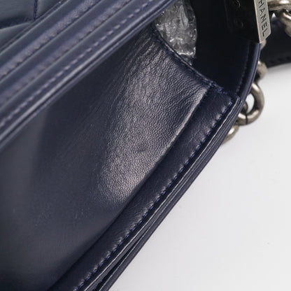 Chanel Navy Old Medium Boy Shoulder Bag