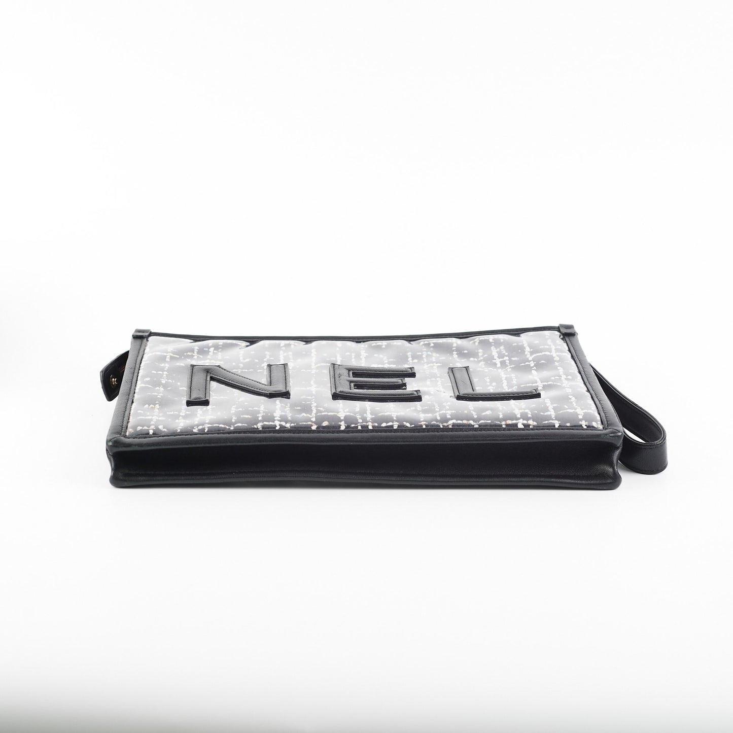 Chanel PVC Black Tweed Clutch