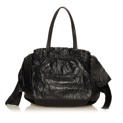 Prada Bow Lambskin Leather Shoulder Bag (SHG-29520)