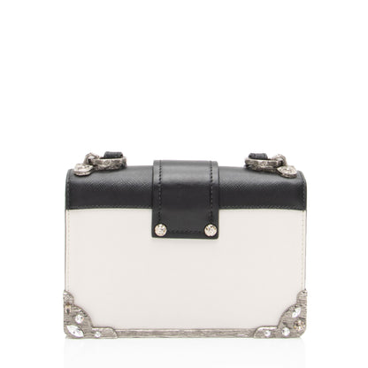 Prada Calfskin Crystal Cahier Shoulder Bag (SHF-Hlddcz)